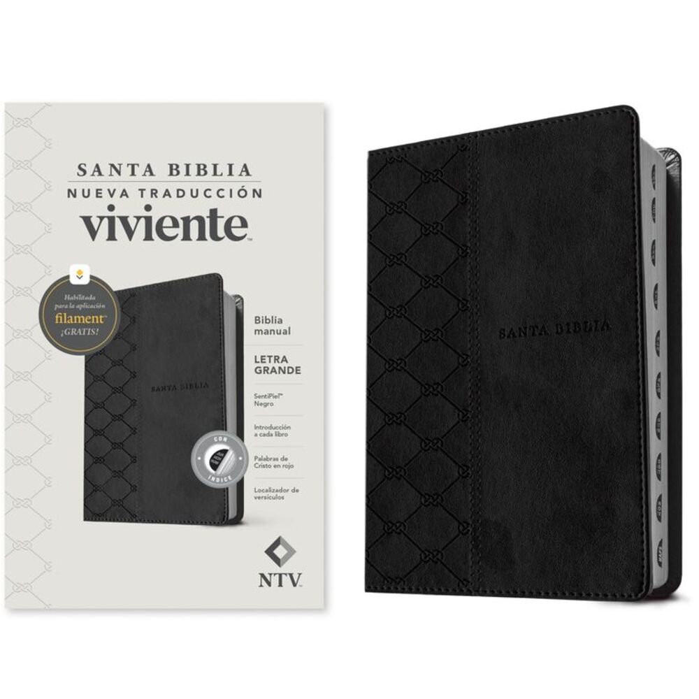 Biblia Manual Ntv, Letra Grande Con Filament (Sentipiel, Negro, Índice, Letra Ro